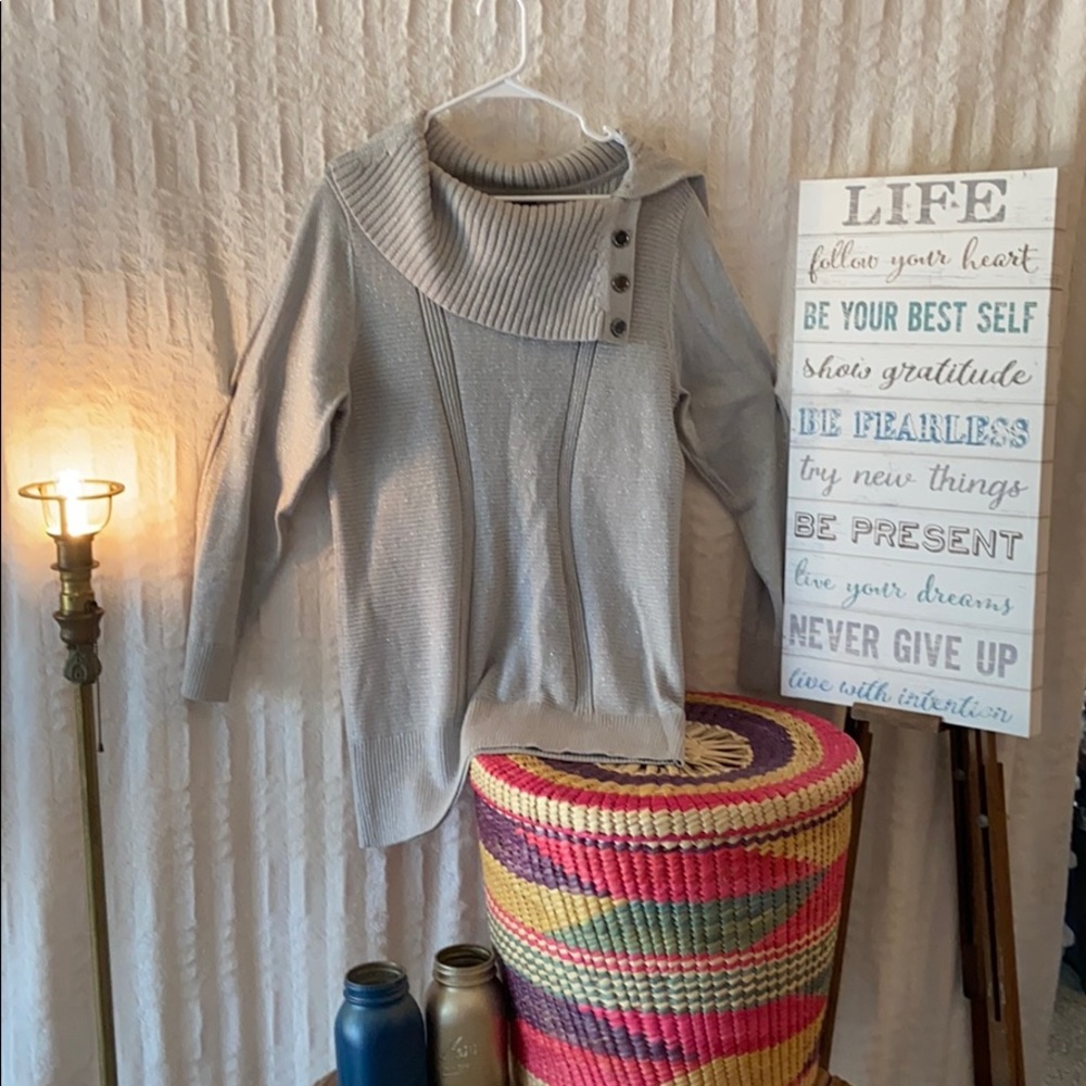 Oversized Silver Sweater with Sparkle Tones